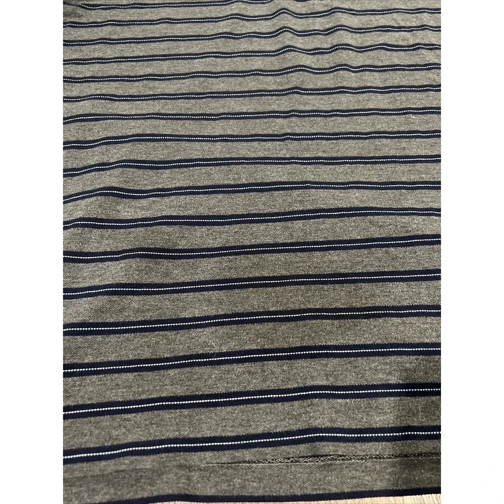 Polo Ralph Lauren Men's XL, Navy & Gray Striped Pique Knit Shirt.